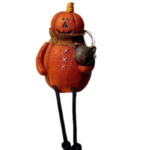 Pumpkin Figurine with Cat Accessory